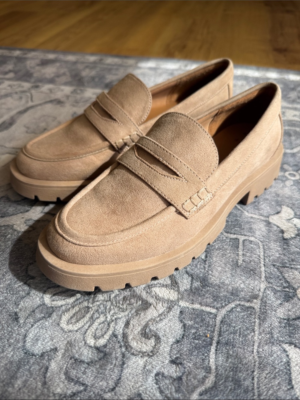 a new day Women's Suede Penny Loafers in tan size 6